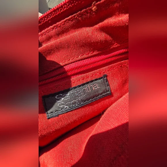 Vintage Samantha Scott Red Genuine Leather Crossbody Flap Bag — Bold Cherry Red - Picture 5 of 15